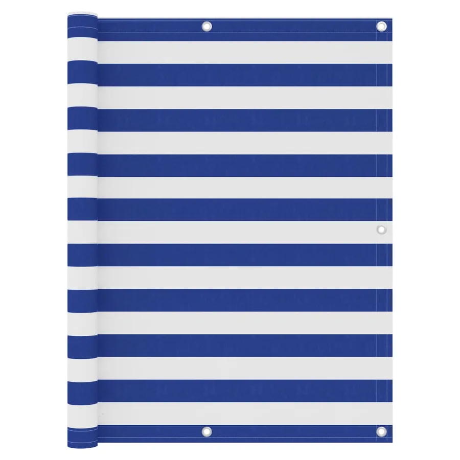 Écran de balcon Blanc et bleu 120x400 cm Tissu Oxford