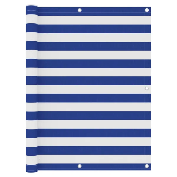 Écran de balcon Blanc et bleu 120x400 cm Tissu Oxford