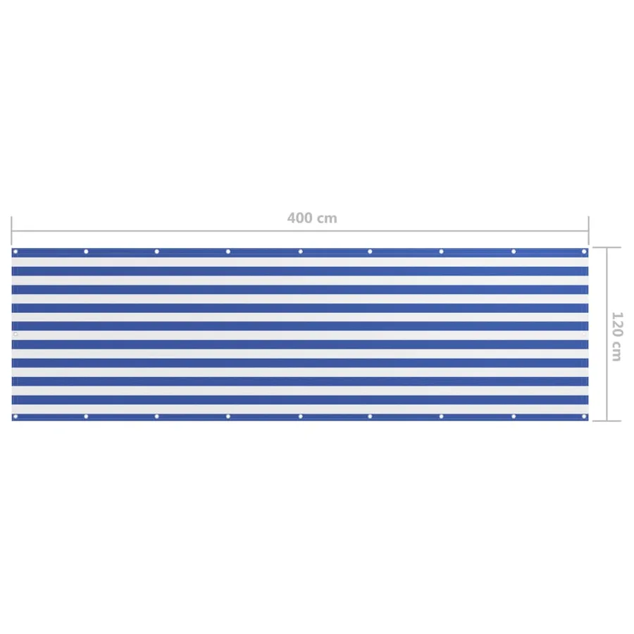 Écran de balcon Blanc et bleu 120x400 cm Tissu Oxford - 5