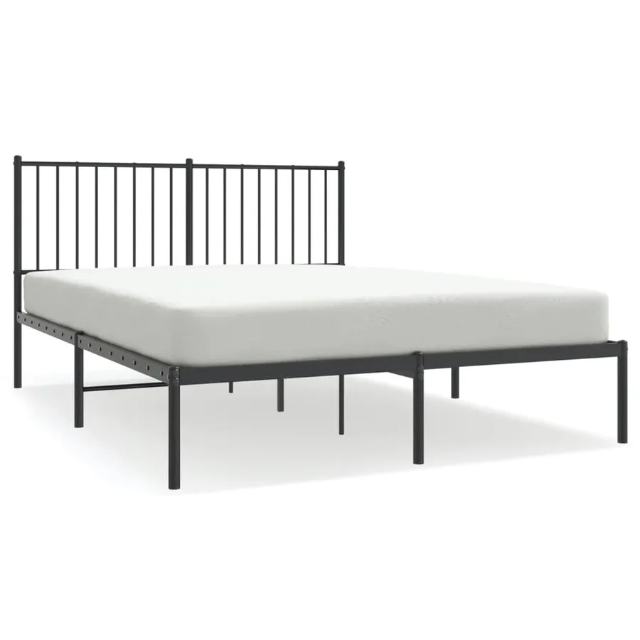 Cadre de lit métal sans matelas avec tête de lit noir 140x190cm - 2