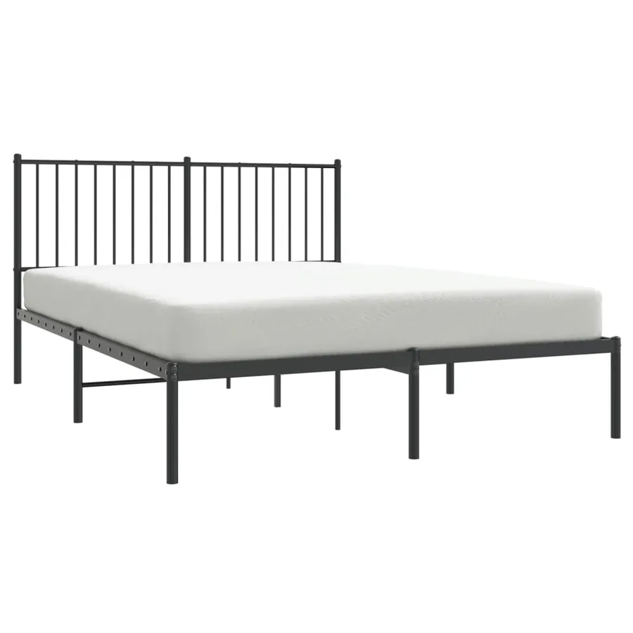 Cadre de lit métal sans matelas avec tête de lit noir 140x190cm - 4