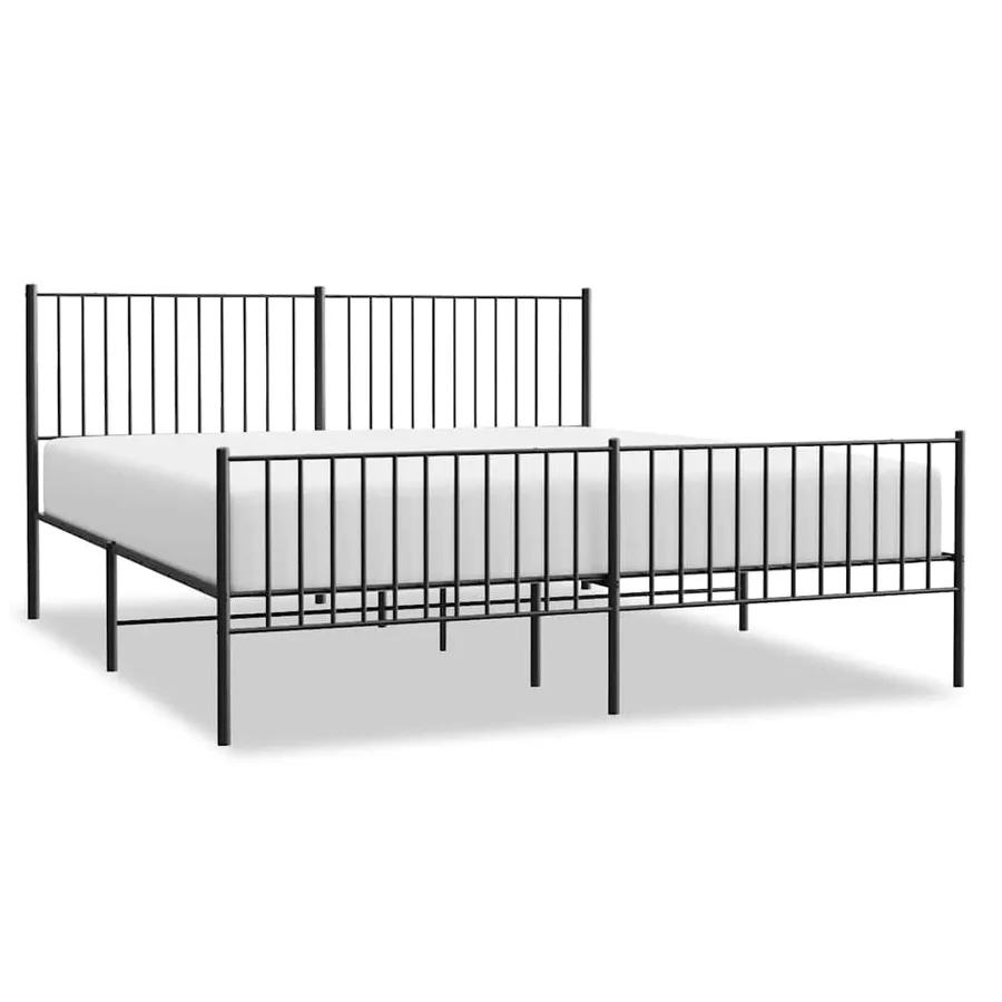 Cadre de lit métal sans matelas avec pied de lit noir 183x213cm - 2