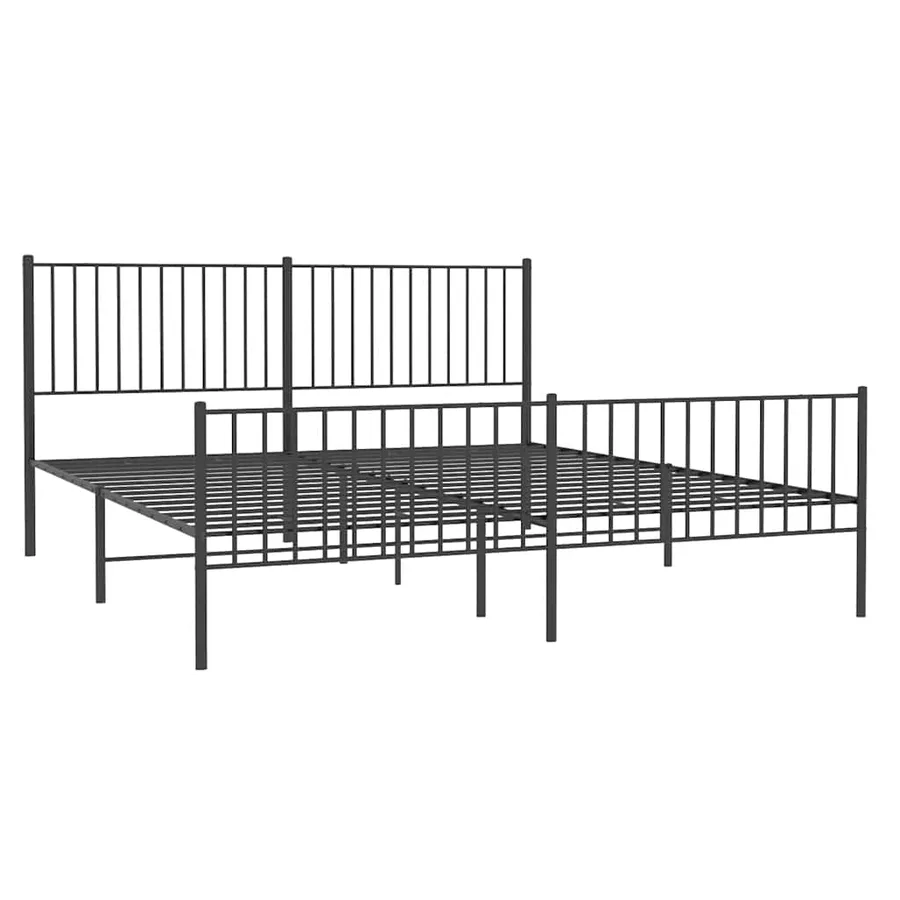 Cadre de lit métal sans matelas avec pied de lit noir 183x213cm - 3