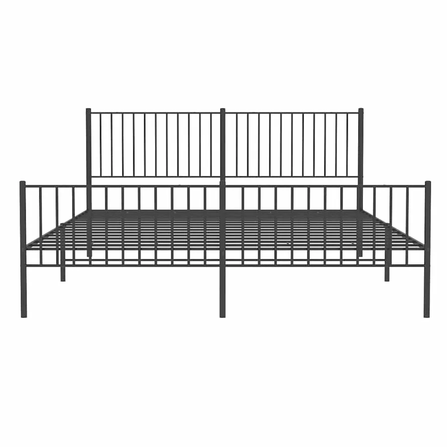 Cadre de lit métal sans matelas avec pied de lit noir 183x213cm - 6