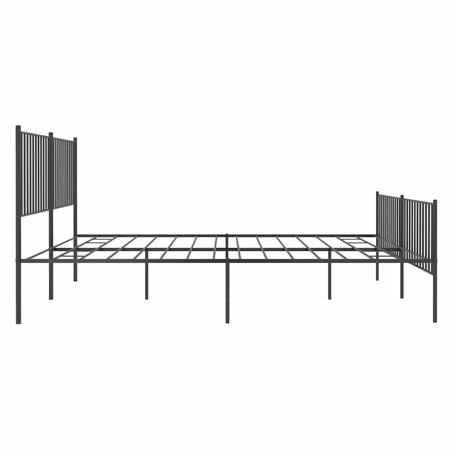 Cadre de lit métal sans matelas avec pied de lit noir 183x213cm - 7