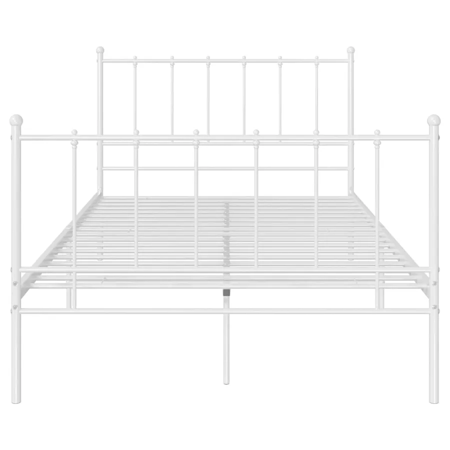 Cadre de lit sans matelas blanc métal 120x200 cm - 4