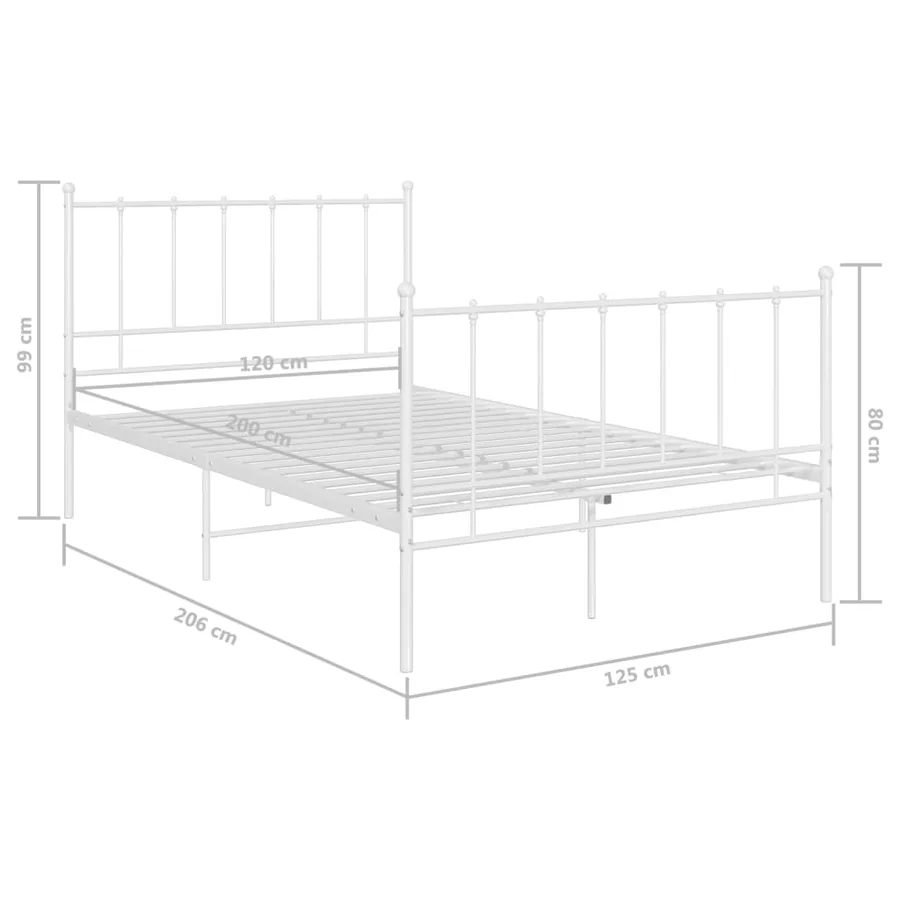 Cadre de lit sans matelas blanc métal 120x200 cm - 6