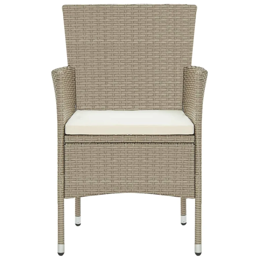 Ensemble à manger de jardin 3 pcs Résine tressée Beige - 4
