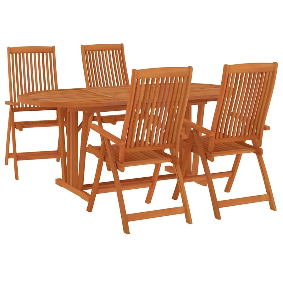 Ensemble à manger de jardin 5 pcs Bois d'eucalyptus massif - 3