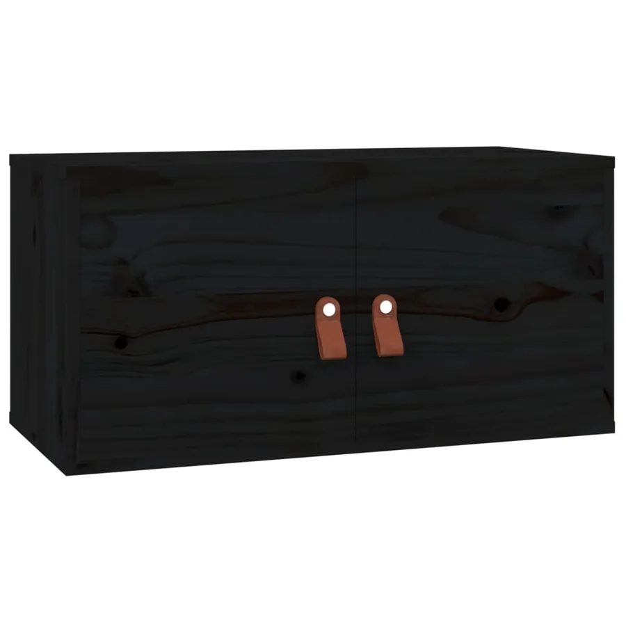 Armoires murales 2 pcs Noir 60x30x30 cm Bois de pin massif - 5
