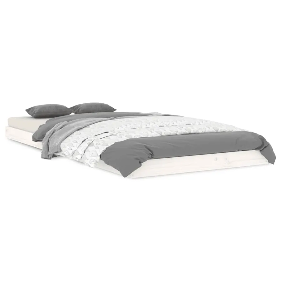 Cadre de lit sans matelas blanc 90x200 cm bois de pin massif - 2