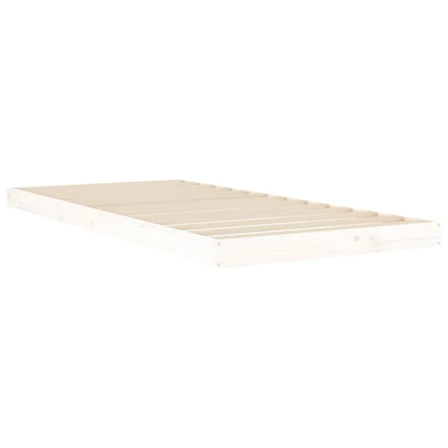 Cadre de lit sans matelas blanc 90x200 cm bois de pin massif - 4