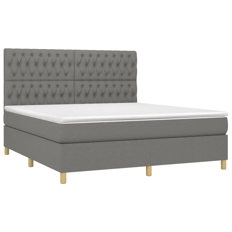 Sommier à lattes de lit et matelas et LED Gris foncé 180x200 cm - 3