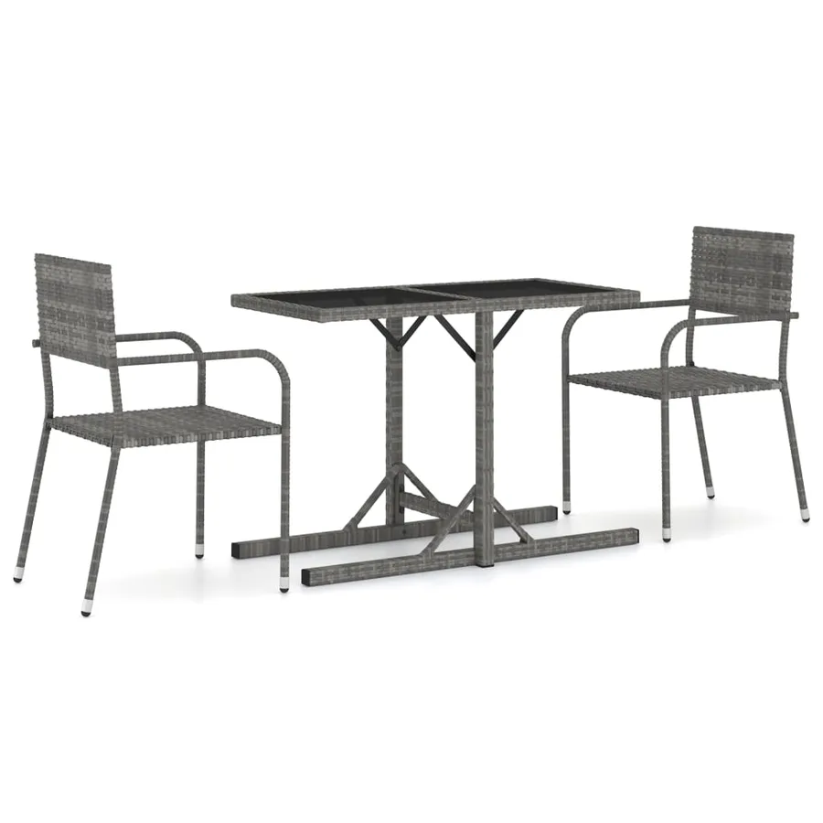 Ensemble à manger de jardin 3 pcs Gris - 2
