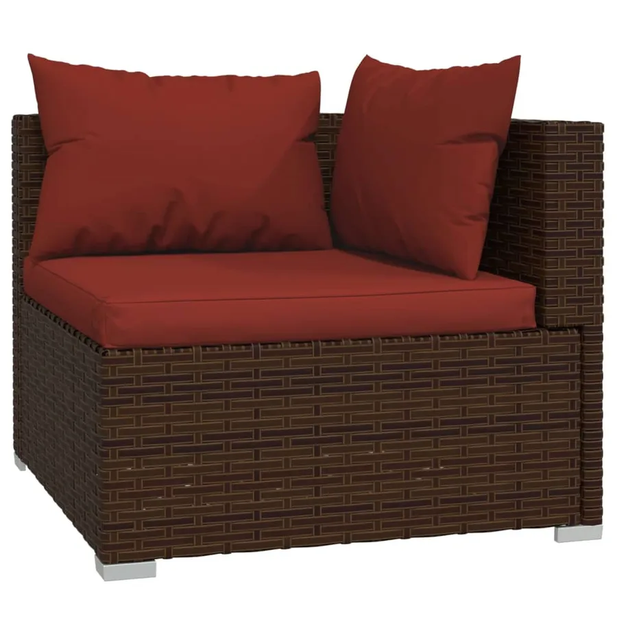 Salon de jardin 7 pcs avec coussins Résine tressée Marron - 3