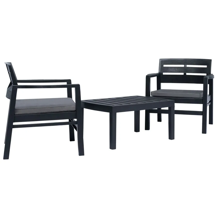 Salon de jardin 3 pcs Plastique Anthracite