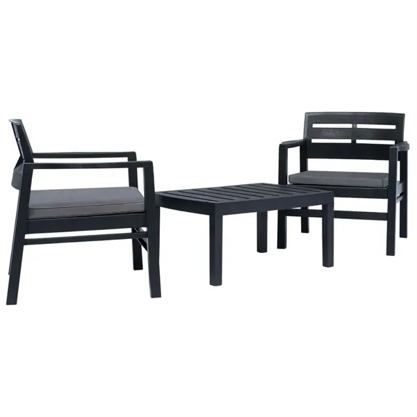 Salon de jardin 3 pcs Plastique Anthracite