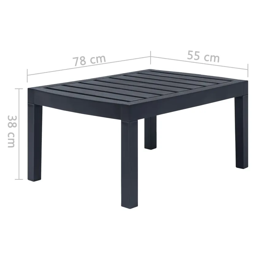 Salon de jardin 3 pcs Plastique Anthracite - 13