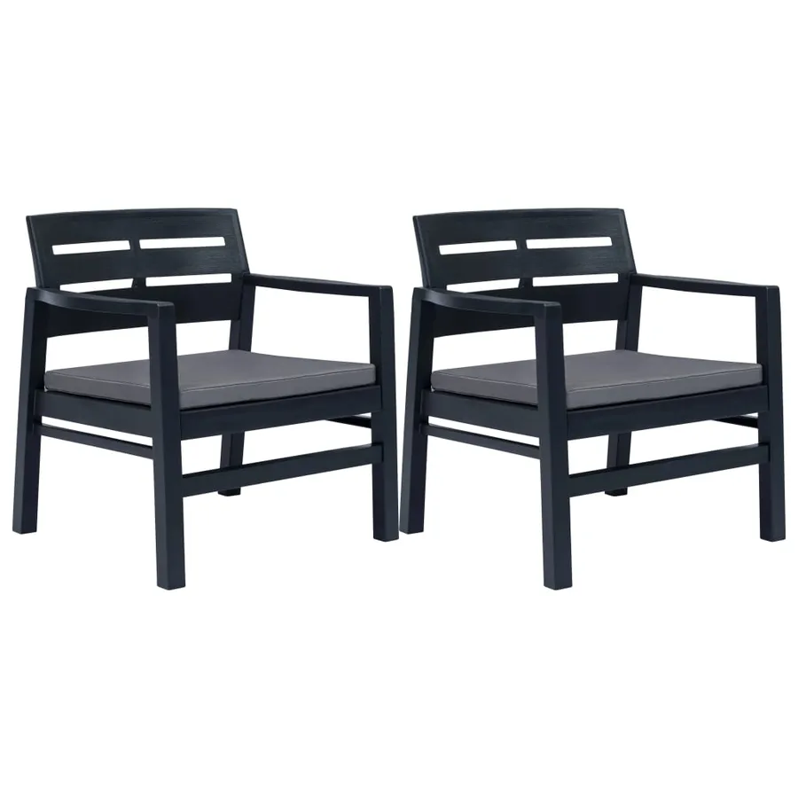 Salon de jardin 3 pcs Plastique Anthracite - 2