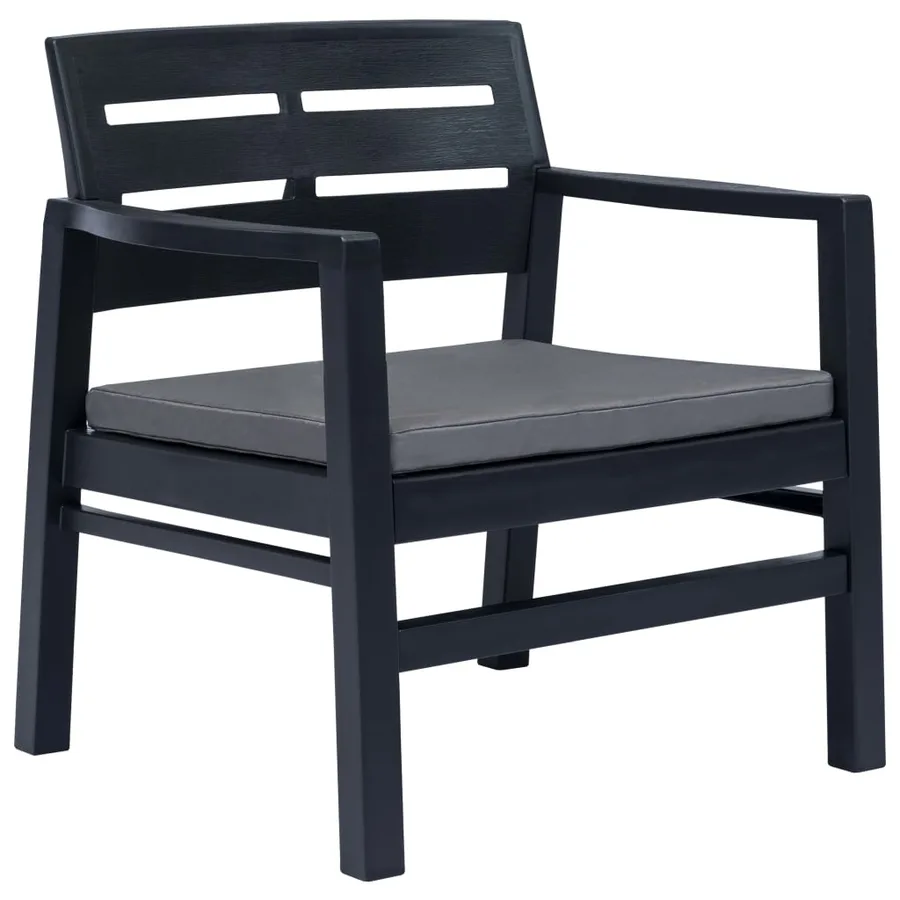 Salon de jardin 3 pcs Plastique Anthracite - 4