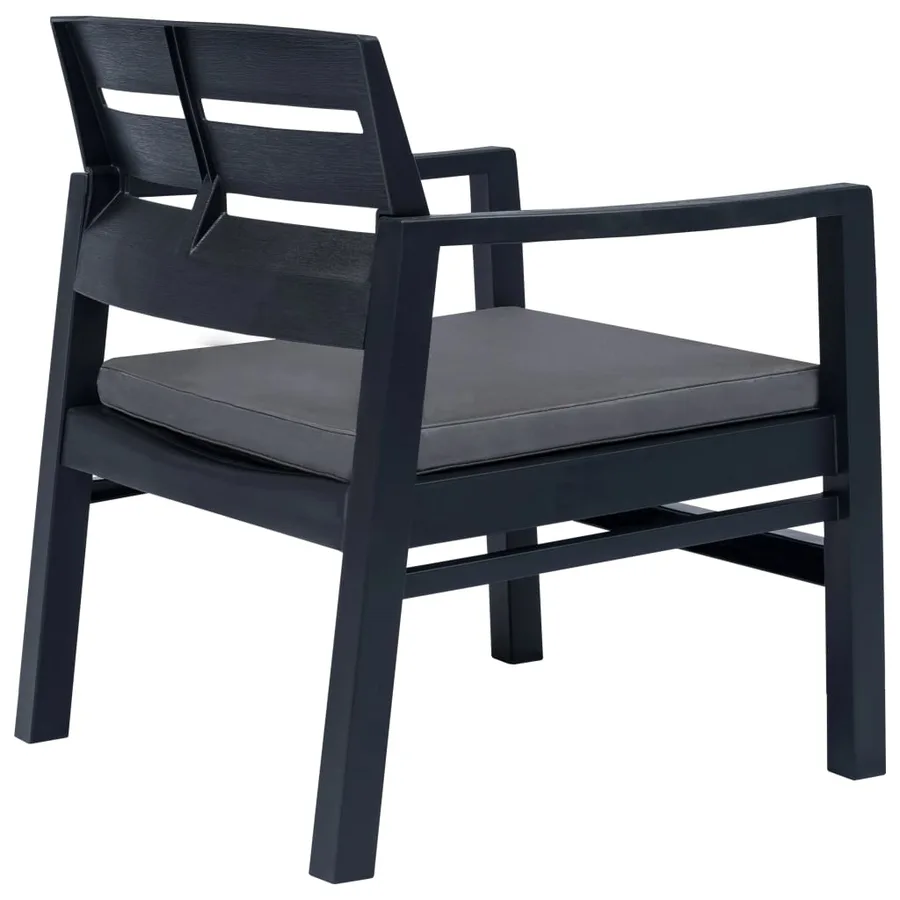 Salon de jardin 3 pcs Plastique Anthracite - 5