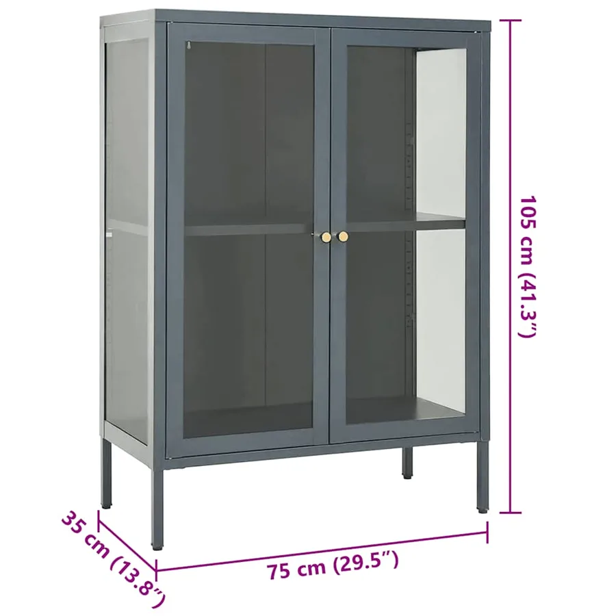 Buffet Anthracite 75x35x105 cm Acier et verre - 10