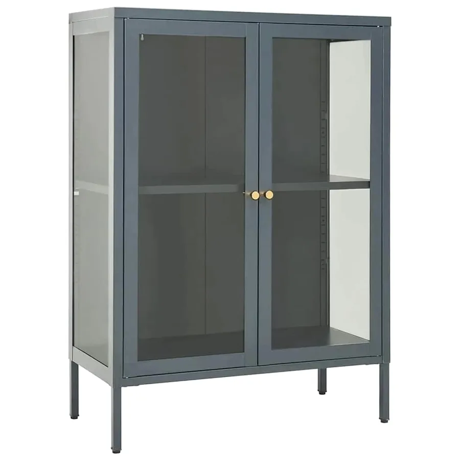 Buffet Anthracite 75x35x105 cm Acier et verre - 2