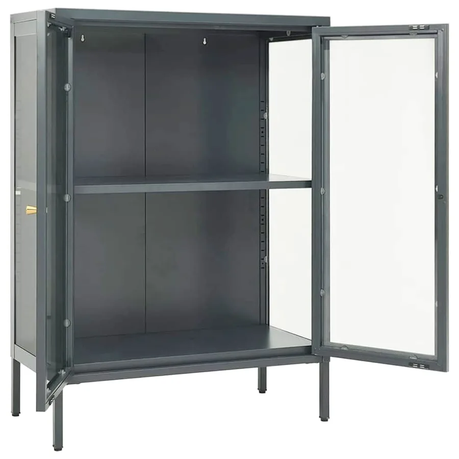 Buffet Anthracite 75x35x105 cm Acier et verre - 3