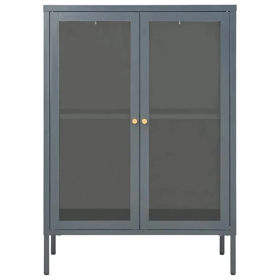 Buffet Anthracite 75x35x105 cm Acier et verre - 4