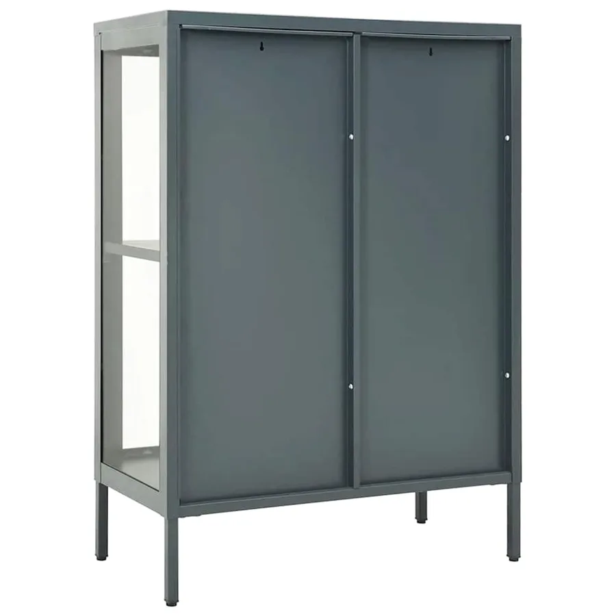 Buffet Anthracite 75x35x105 cm Acier et verre - 6