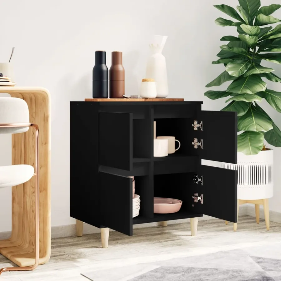 Buffet Noir 60x35x70 cm Bois d'ingénierie - 3