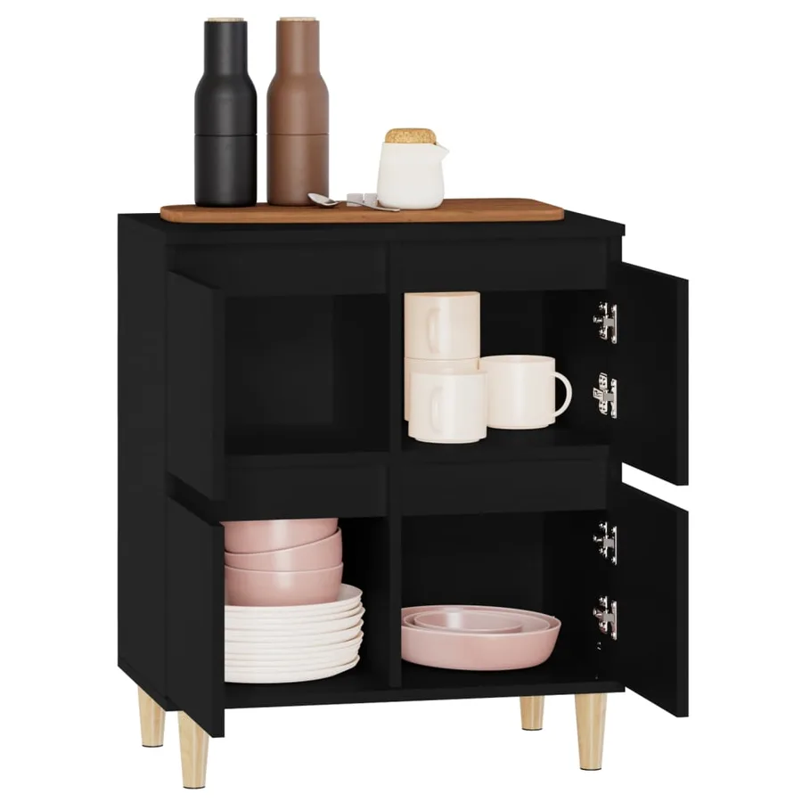 Buffet Noir 60x35x70 cm Bois d'ingénierie - 5
