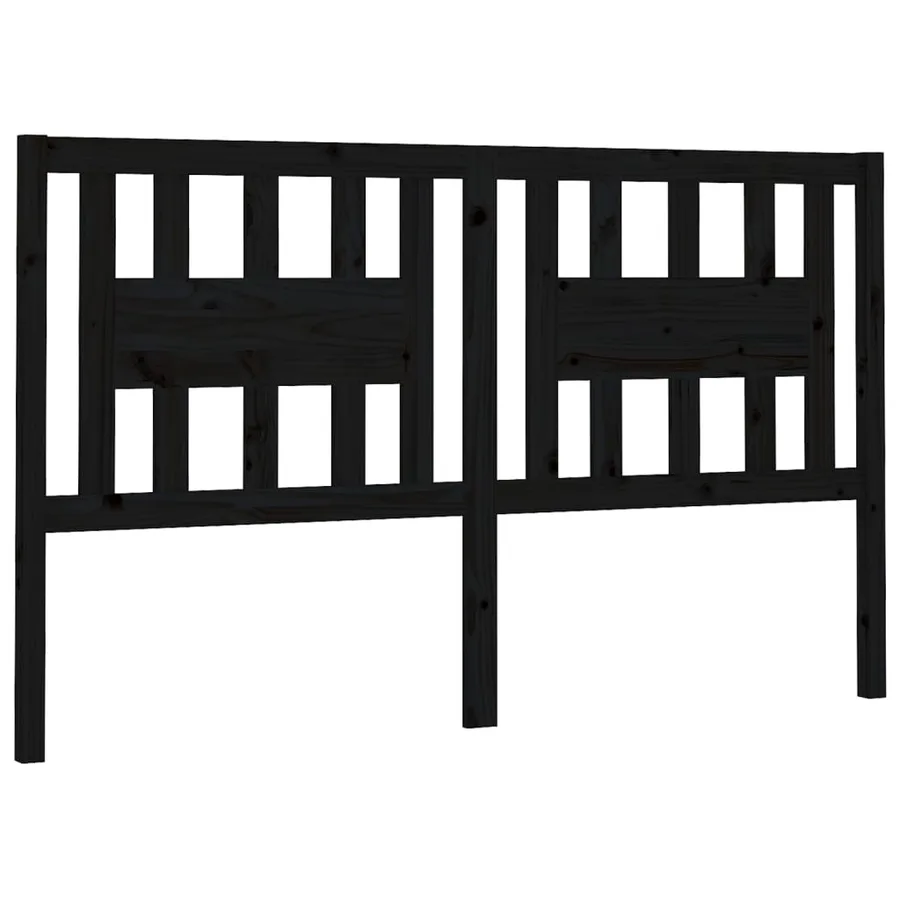 Tête de lit Noir 166x4x100 cm Bois massif de pin - 2