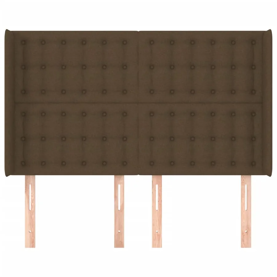 Tête de lit avec oreilles Marron foncé 147x16x118/128 cm Tissu - 3