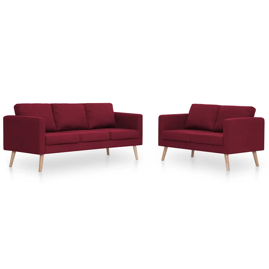 Ensemble de canapé 2 pcs Tissu Rouge bordeaux - 2