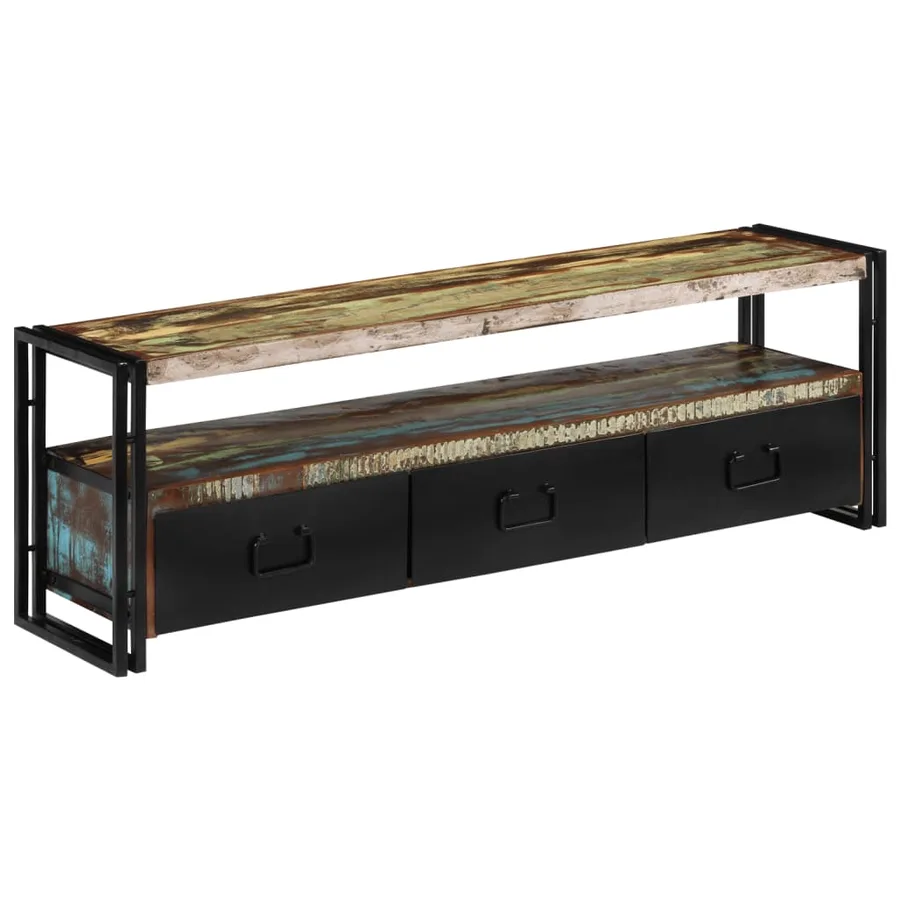 Meuble TV Bois de récupération massif 120 x 30 x 40 cm - 10
