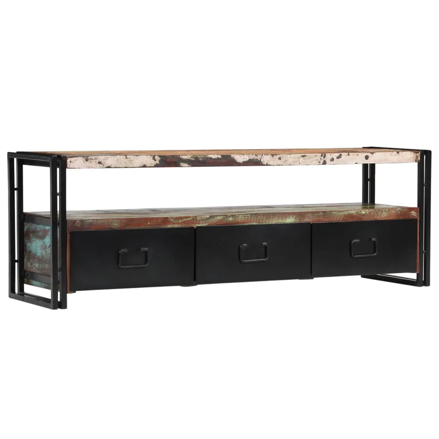 Meuble TV Bois de récupération massif 120 x 30 x 40 cm - 11