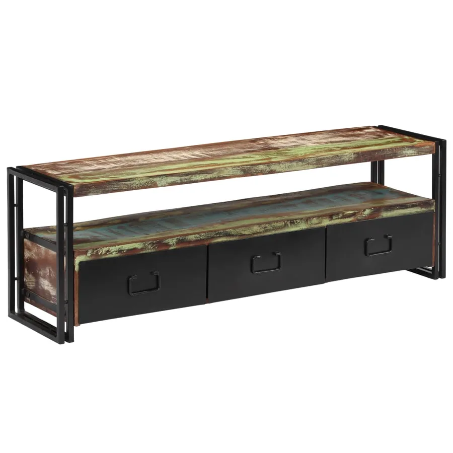 Meuble TV Bois de récupération massif 120 x 30 x 40 cm - 12