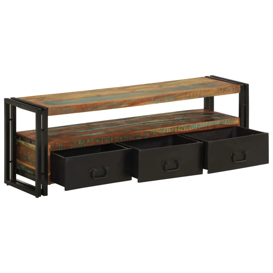 Meuble TV Bois de récupération massif 120 x 30 x 40 cm - 5