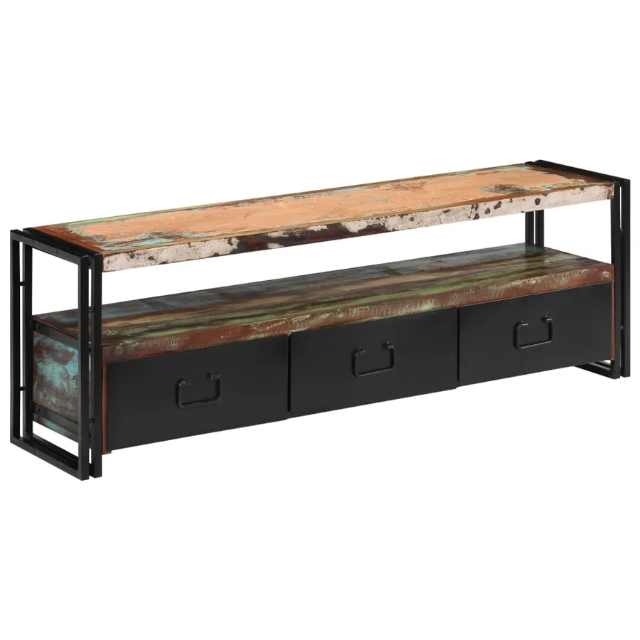 Meuble TV Bois de récupération massif 120 x 30 x 40 cm - 9