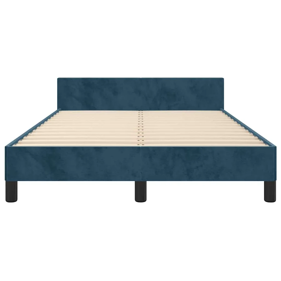 Cadre de lit sans matelas bleu foncé 120x200 cm velours - 6