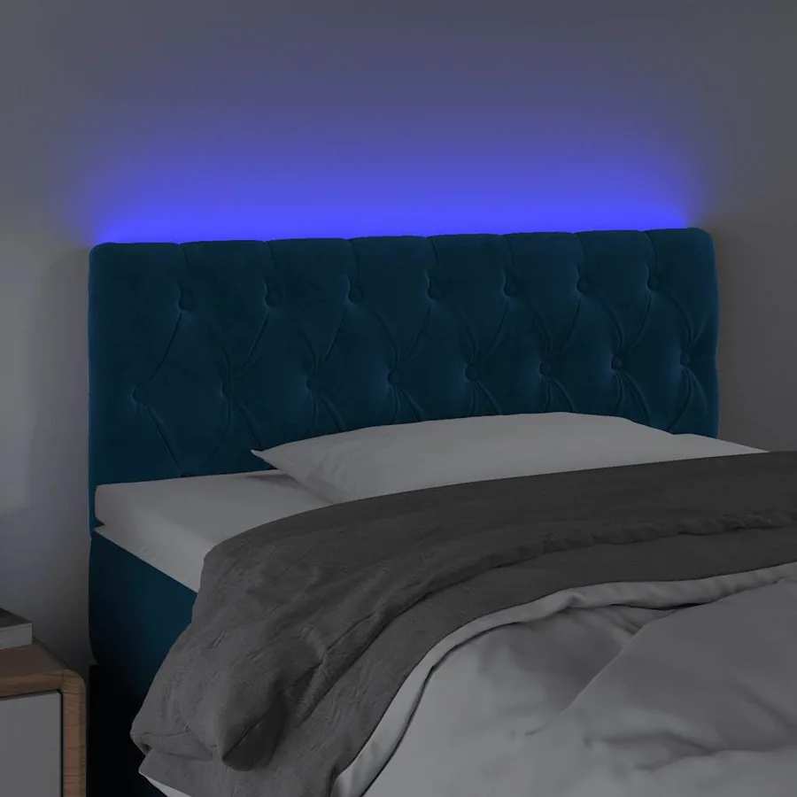 Tête de lit à LED Bleu foncé 90x7x78/88 cm Velours - 3