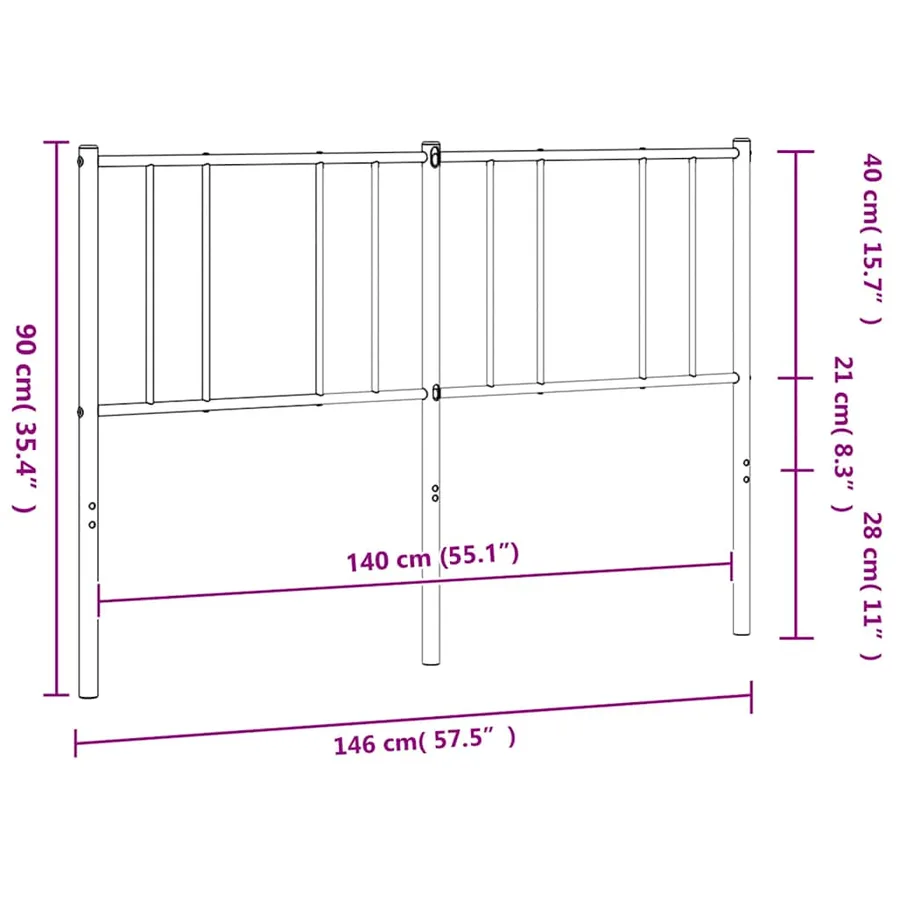Tête de lit de remplacement métal noir 140 cm - 8