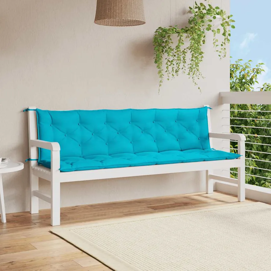 Coussins de banc de jardin lot de 2 turquoise 200x50x7 cm tissu