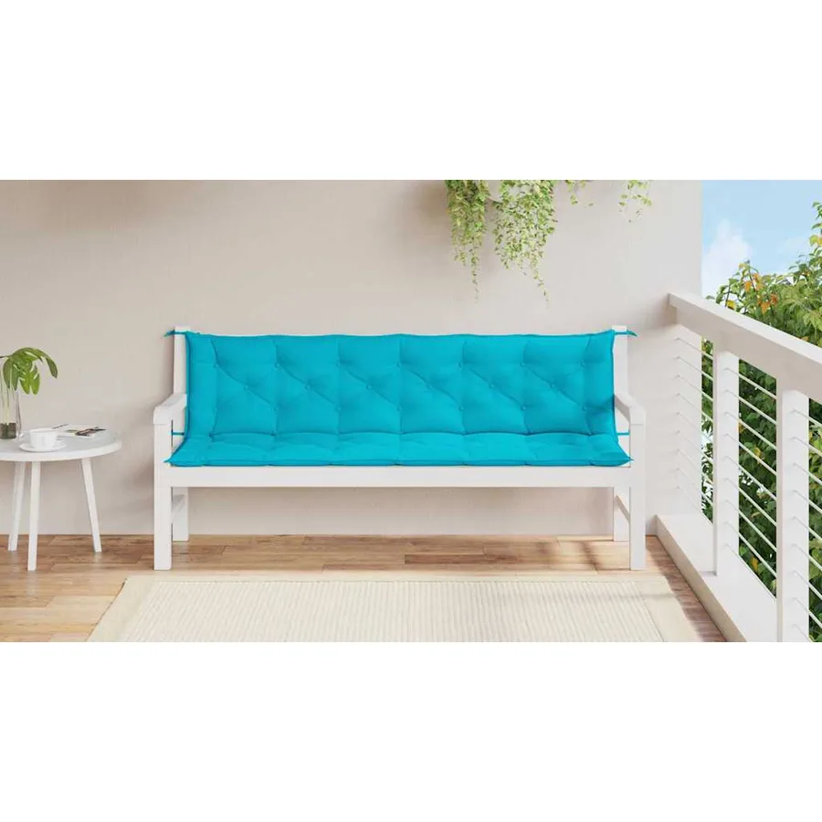 Coussins de banc de jardin lot de 2 turquoise 200x50x7 cm tissu - 3