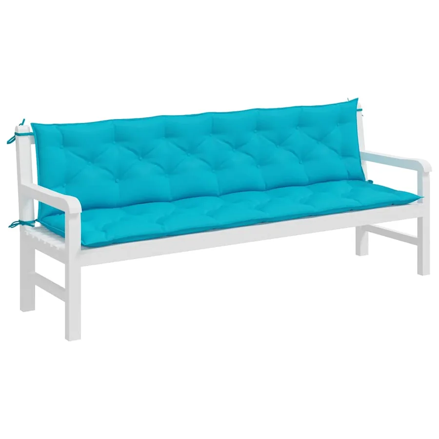 Coussins de banc de jardin lot de 2 turquoise 200x50x7 cm tissu - 4