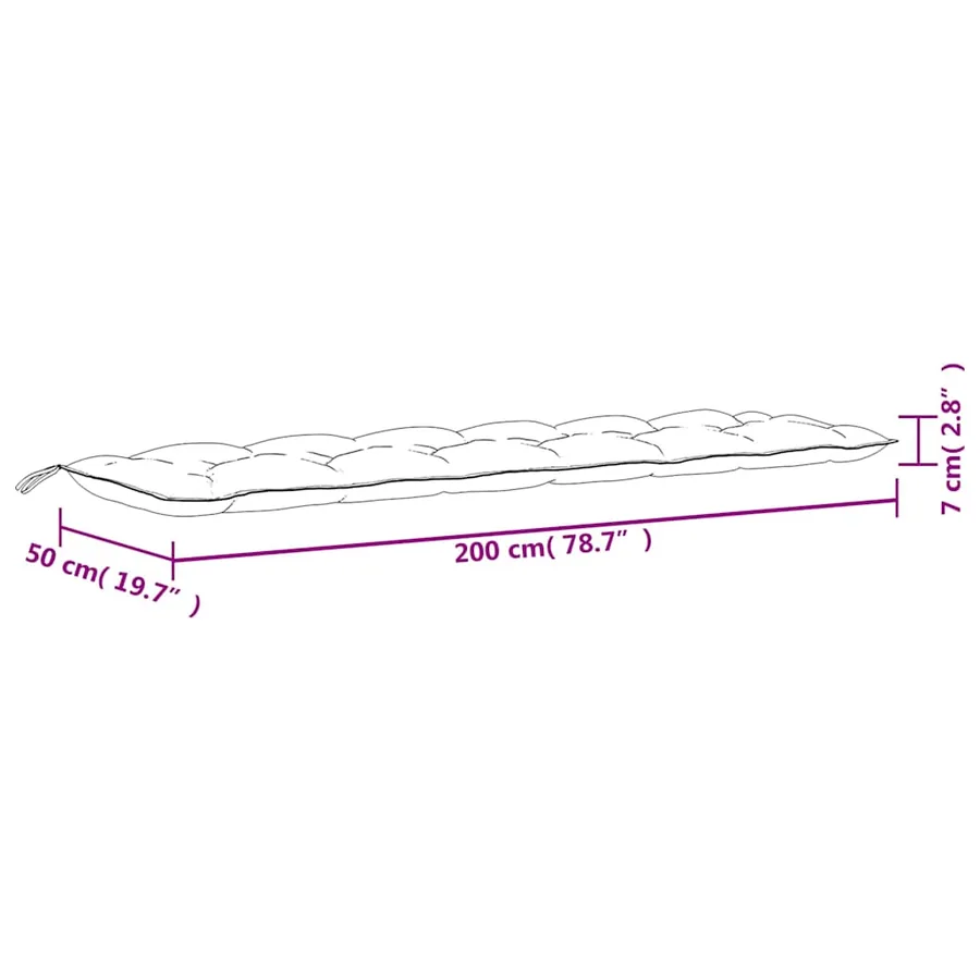 Coussins de banc de jardin lot de 2 turquoise 200x50x7 cm tissu - 9