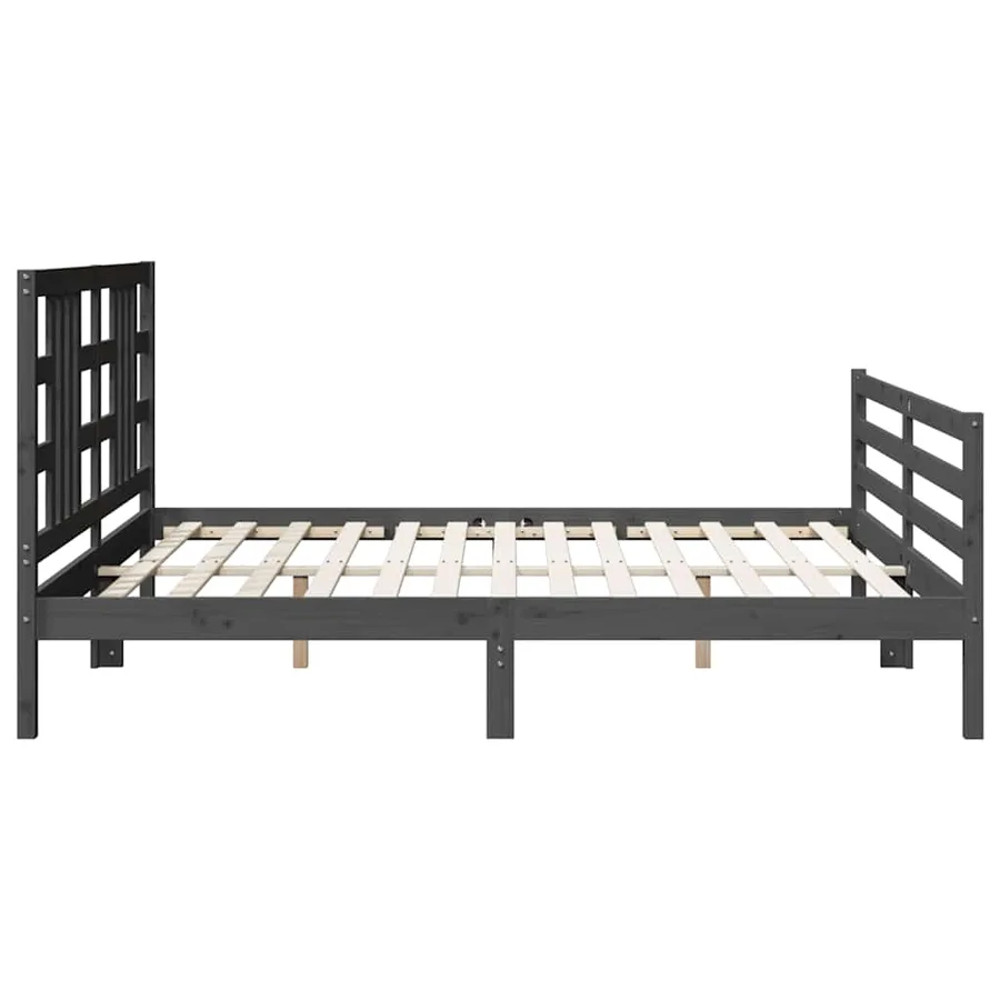 Cadre de lit sans matelas gris 200x200 cm bois massif - 7