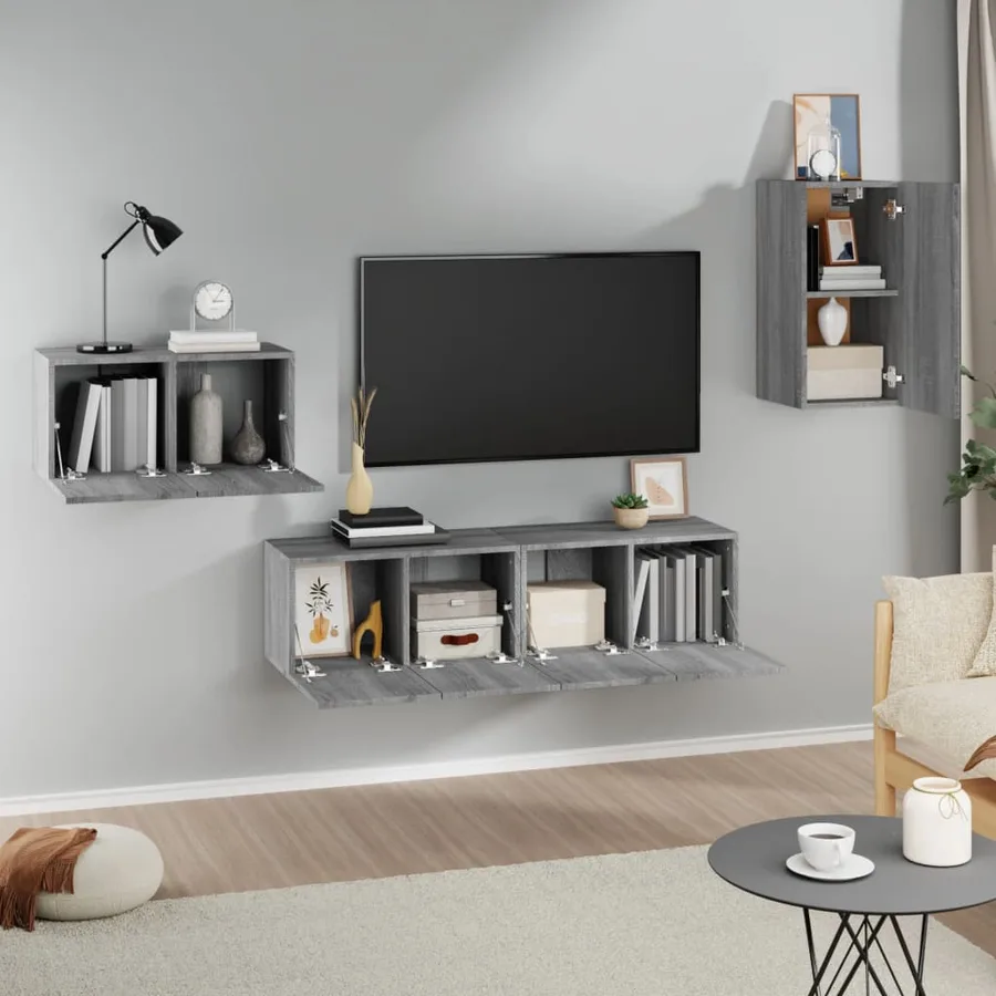 Ensemble de meubles TV 4 pcs Sonoma gris Bois d'ingénierie - 3