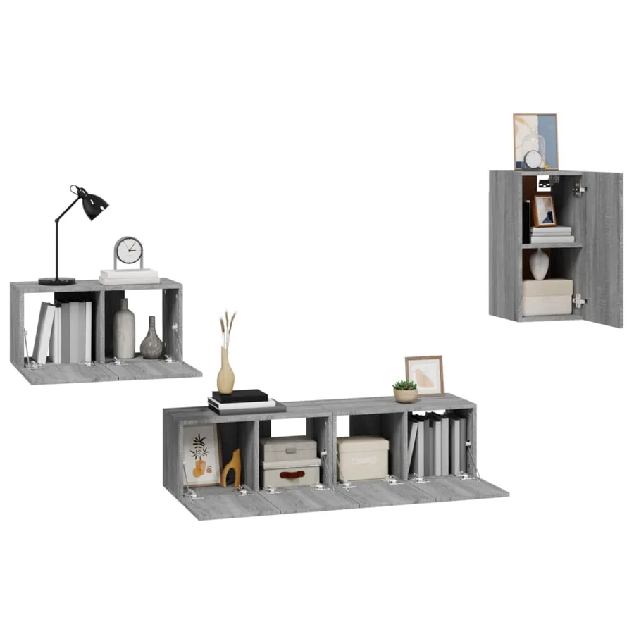 Ensemble de meubles TV 4 pcs Sonoma gris Bois d'ingénierie - 4